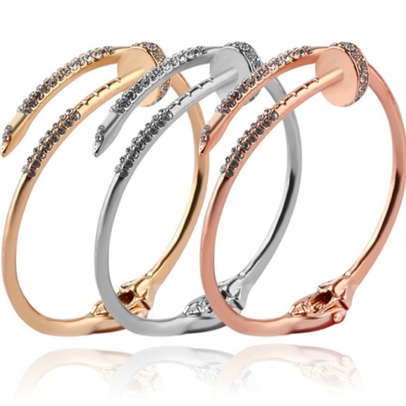 ROSE GOLD hot🌶nail bracelet with rhinestones - Picture 4 of 8